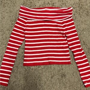 Love Tree Vibrant Red and White Striped Knit